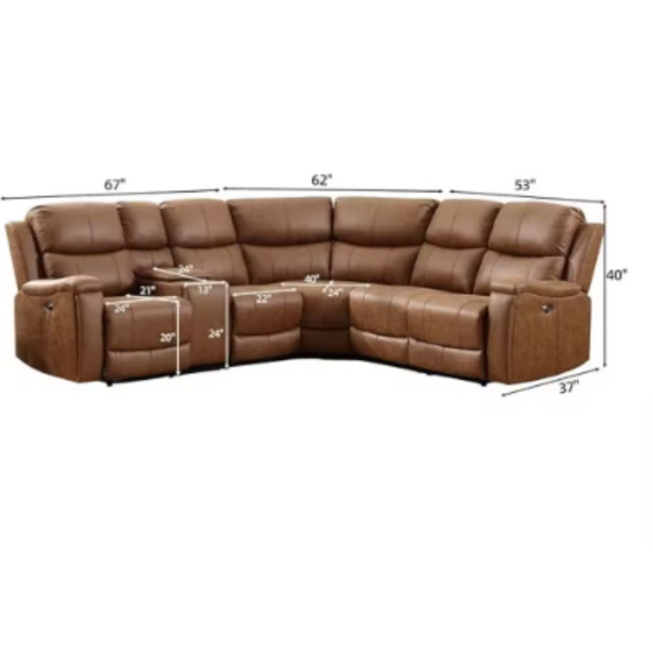 Recliner, Reclining Sectional Sofa with Console& Dual Recliner, 6 Seats Recliner Sofa with Cup Holder& USB Port, Sectional Couch