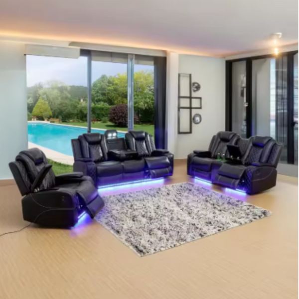 Recliner Living Room Set with LED for Living Room,Dormitory,Guest House,Playroom,Airbnb,Apartment