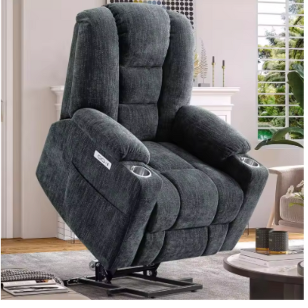 Lift Recliner Chair for Elderly with Heated and Massage, Lift Chairs w/2 Side Pockets & 2 Metal Cup Holders, USB & Type-C Ports