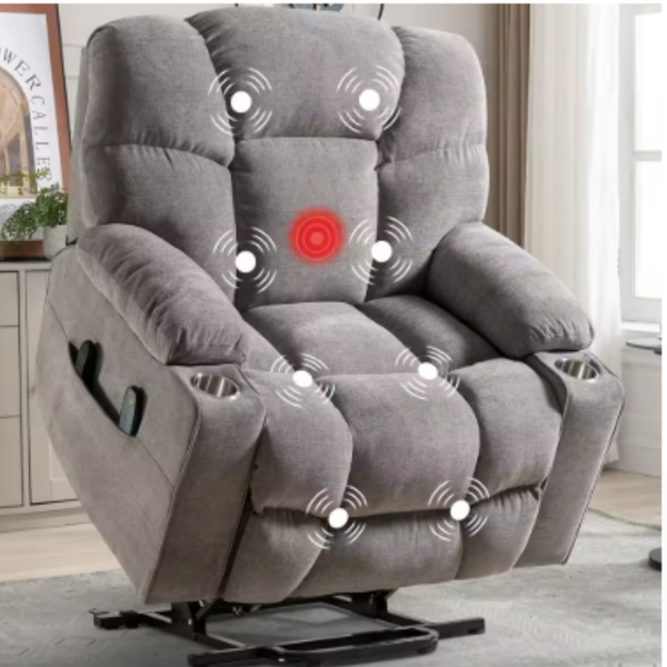 Oversized Power Lift Recliner Chair for Elderly, with Massage and Heating, Dual Motor Heavy Duty Lift Recliner with USB Port